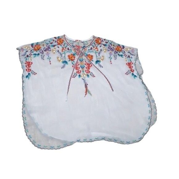 Johnny Was Selena Poncho Embroidered Peasant Top Tunic Blouse Oversized XS - Picture 8 of 11